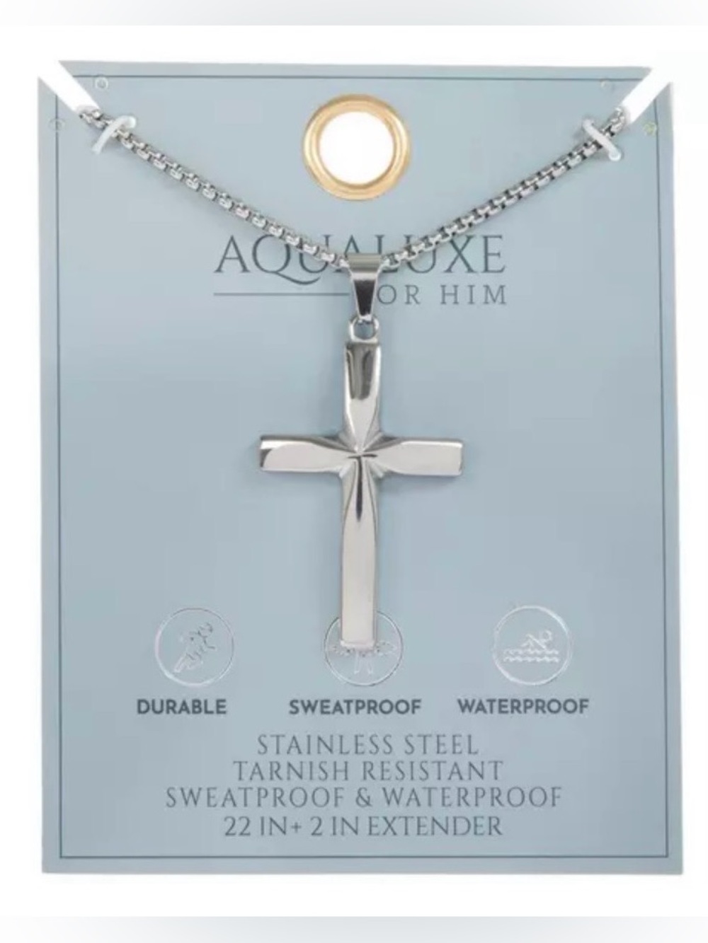 Aqualuxe Stainless Steel Cross Waterproof Sweatproof Tarnish Resistant Necklace